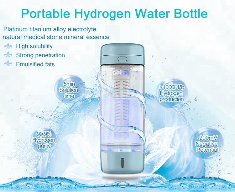 Anti-aging hydrogen rige vandflaske bærbart aktivt hydrogenvand